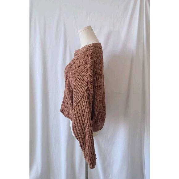 Free People Womens Brown Sugar Combe Cable Knit Pullover Sweater XS - Picture 4 of 6